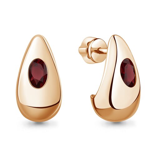 Серьги с гранатом из серебра 925 пробы