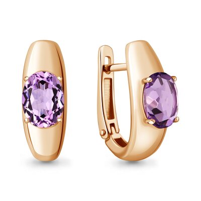 Серьги с аметистами из золота 585 пробы