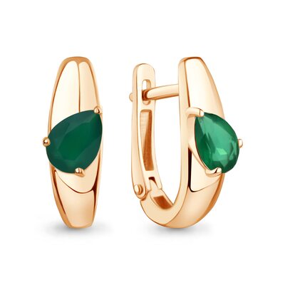 Серьги с агатом из золота 585 пробы