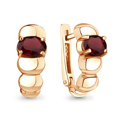 Серьги с гранатами из золота 585 пробы