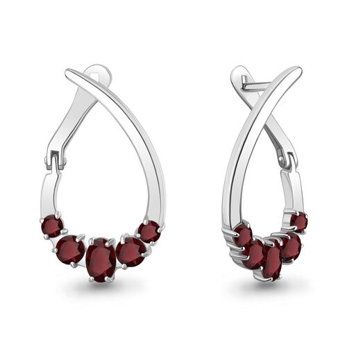 Серьги с гранатами из серебра 925 пробы