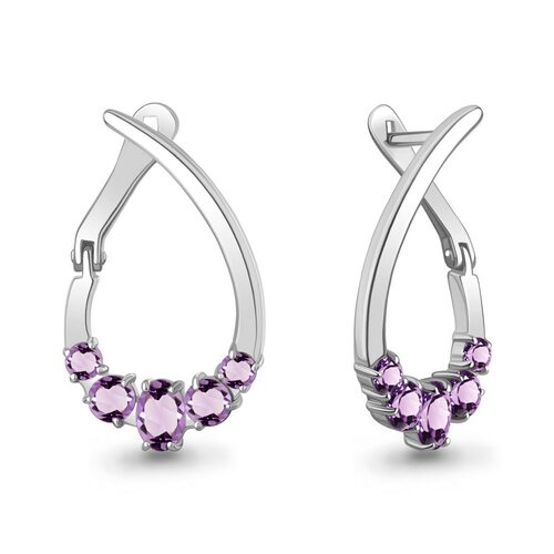 Серьги с аметистами из серебра 925 пробы