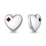 Серьги "Сердца" с гранатами из серебра 925 пробы