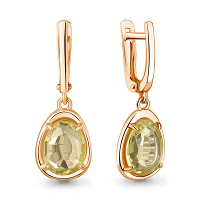 Серьги с кварцем из золота 585 пробы