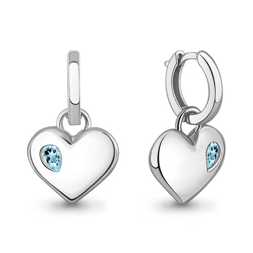 Серьги "Сердца" с топазами из серебра 925 пробы