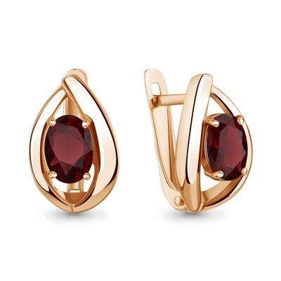 Серьги с гранатами из золота 585 пробы