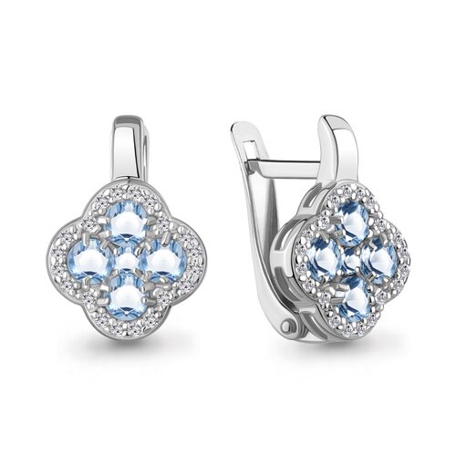 Серьги с топазами и фианитами из серебра 925 пробы