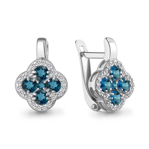 Серьги с топазами и фианитами из серебра 925 пробы