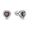 Серьги "Сердца" с кварцем и фианитами из серебра 925 пробы