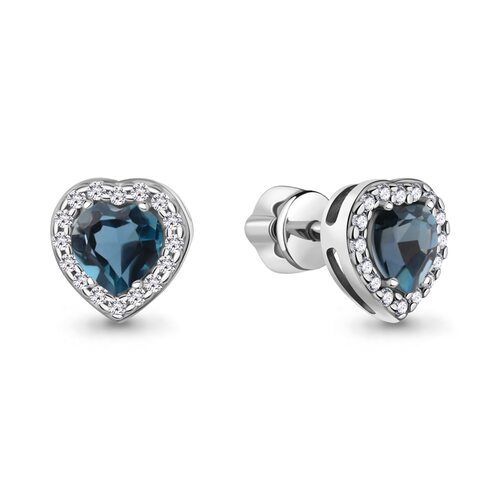 Серьги с топазами и фианитами из серебра 925 пробы