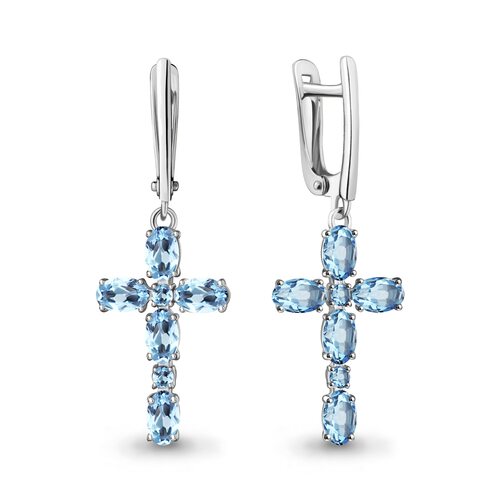 Серьги "Кресты" с топазами из серебра 925 пробы