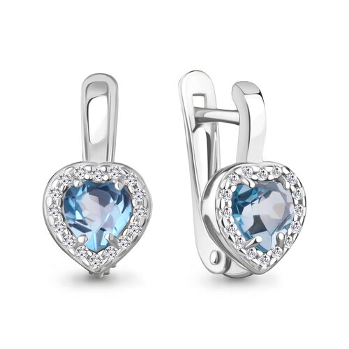 Серьги с топазами и фианитами из золота 585 пробы