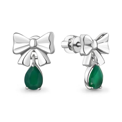 Серьги с агатами из серебра 925 пробы