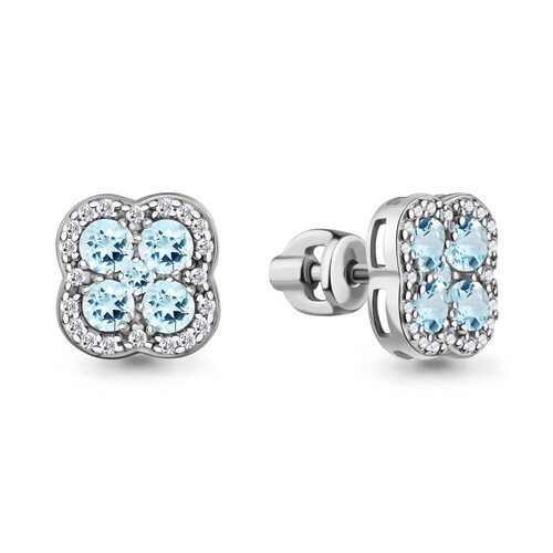 Серьги с топазом и фианитами из серебра 925 пробы