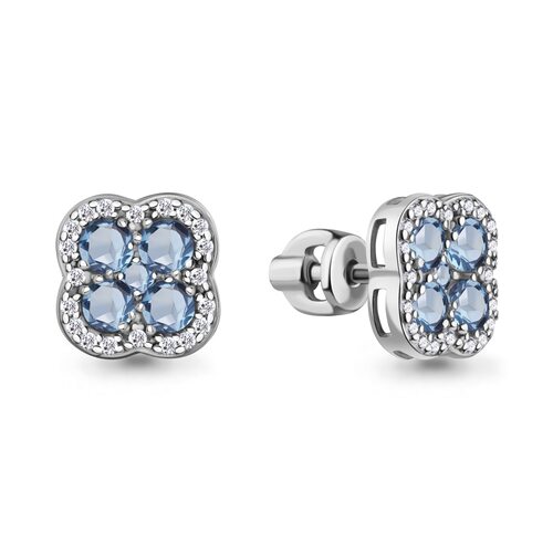 Серьги с топазами и фианитами из серебра 925 пробы