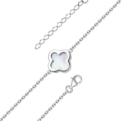 Браслет "Клевер" с перламутром из серебра 925 пробы