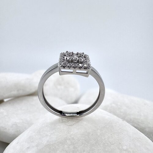 Кольцо с бриллиантами из белого золота 585 пробы