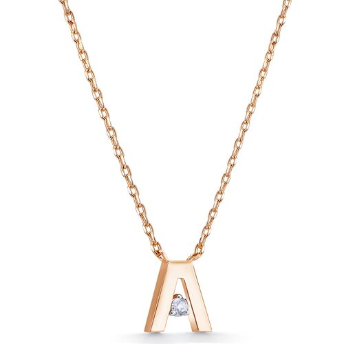 Колье "Буква А" с бриллиантом из золота 585 пробы