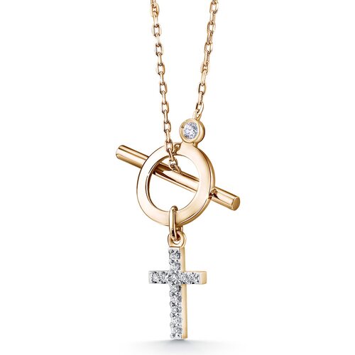 Колье "Крест" с бриллиантами из золота 585 пробы