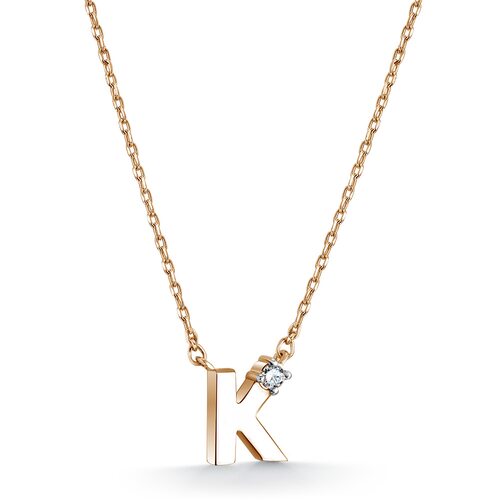 Колье "Буква К" с бриллиантом из золота 585 пробы