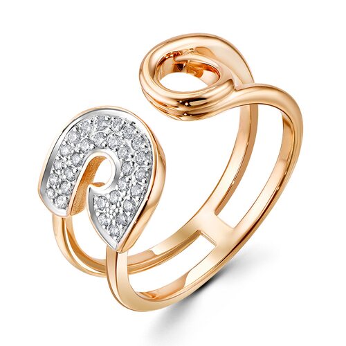 Кольцо "Булавка" с бриллиантами из золота 585 пробы