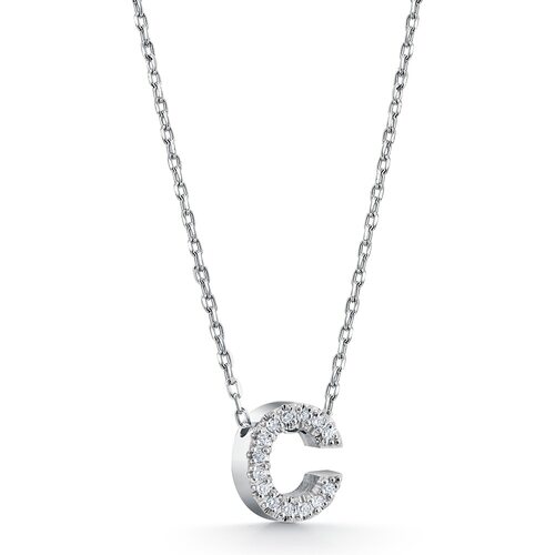 Колье "Буква С" с брилллиантами из белого золота 585 пробы