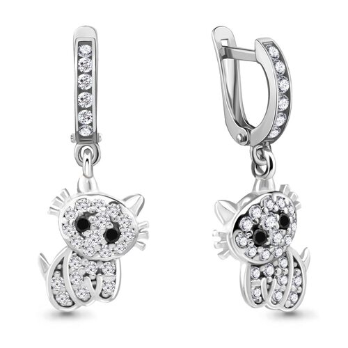 Серьги с фианитами из серебра 925 пробы