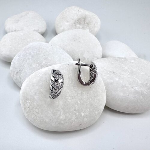 Серьги с бриллиантами из белого золота 585 пробы