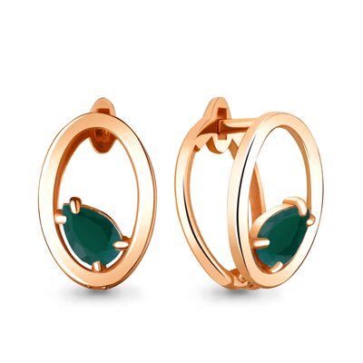 Серьги с агатами из серебра 925 пробы с позолотой