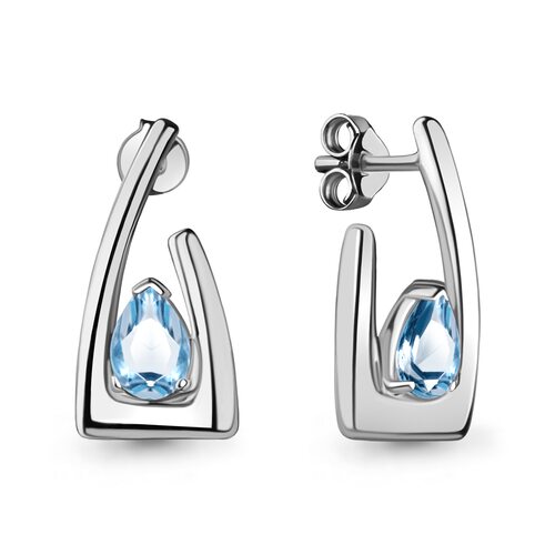 Серьги с топазами из серебра 925 пробы