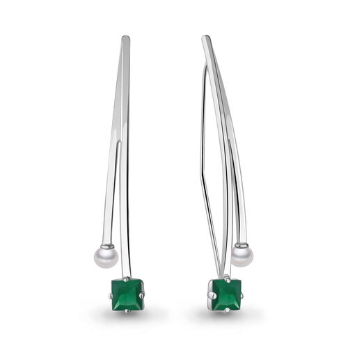 Серьги с агатами и жемчугом из серебра 925 пробы