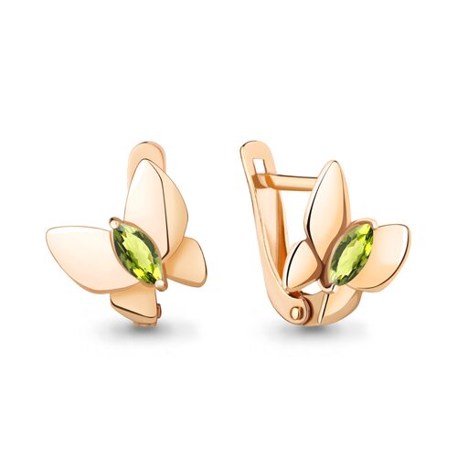 Серьги с хризолитом из золота 585 пробы