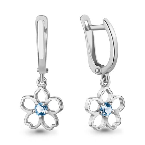 Серьги "Цветы" с топазами из серебра 925 пробы