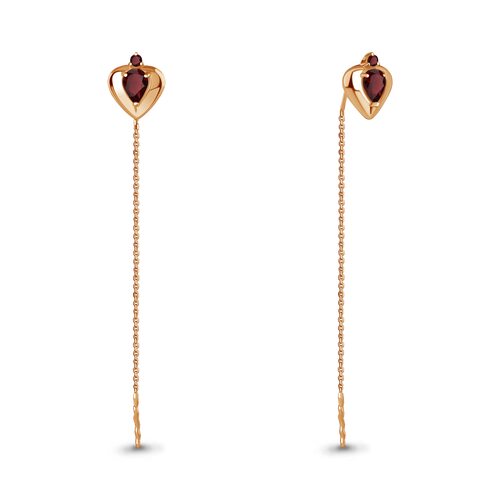 Серьги с гранатами из золота 585 пробы