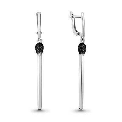 Серьги "Спички" с нанокристаллом из серебра 925 пробы