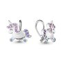 Серьги "Единороги" с фианитами и шпинелью из серебра 925 пробы