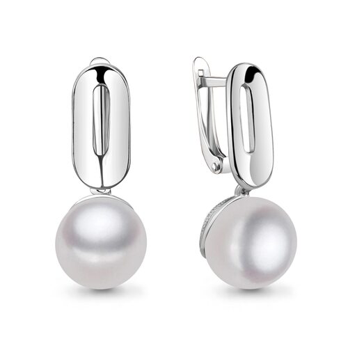 Серьги с жемчугом из серебра 925 пробы
