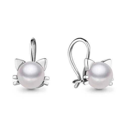 Серьги с имитацией жемчуга из серебра 925 пробы