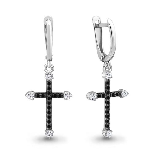 Серьги с нанокристаллами и фианитами из серебра 925 пробы