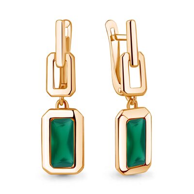 Серьги с агатами из золота 585 пробы
