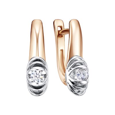 Серьги с бриллиантами из золота 585 пробы