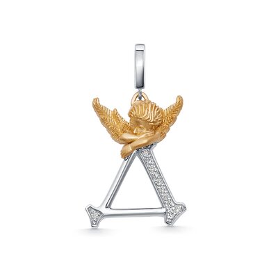 Подвеска "Буква Д" с бриллиантами из золота 585 пробы