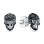 Серьги "Черепа" с черными бриллиантами из белого золота 585 пробы