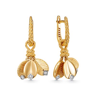 Серьги с бриллиантами из желтого золота 585 пробы