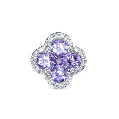 Подвеска "Клевер" с танзанитами и бриллиантами из белого золота 585 пробы