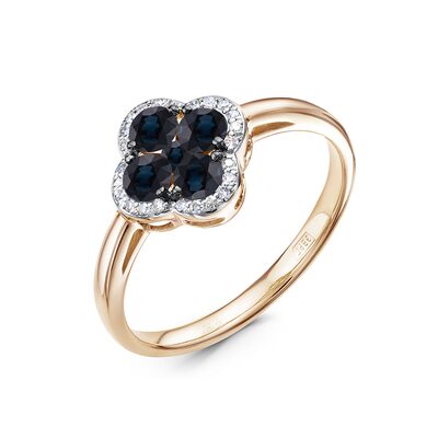 Кольцо с сапфирами и бриллиантами из золота 585 пробы