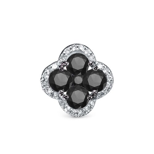 Подвеска "Клевер" с черными бриллиантами из белого золота 585 пробыы