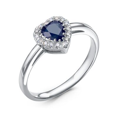 Кольцо с сапфирами и бриллиантами из белого золота 585 пробы