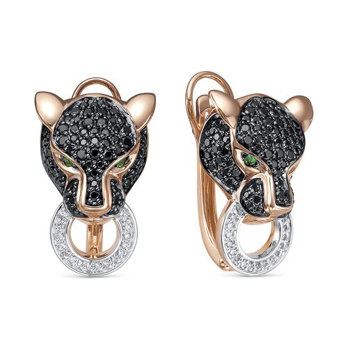 Серьги "Пантеры" с бриллиантами из золота 585 пробы