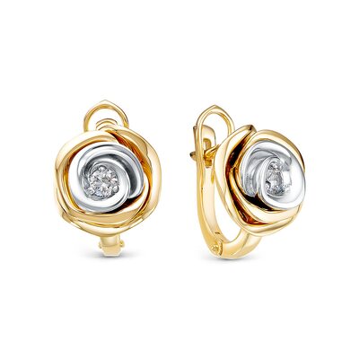 Серьги "Розы" с бриллиантами из золота 585 пробы